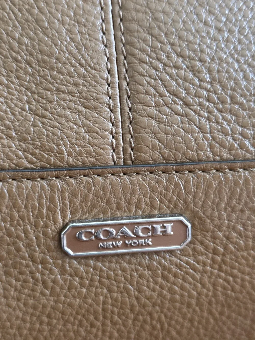 Coach Park Carrie F29898 Saddle Tan Pebbled Leather Large Tote Shoulder Bag